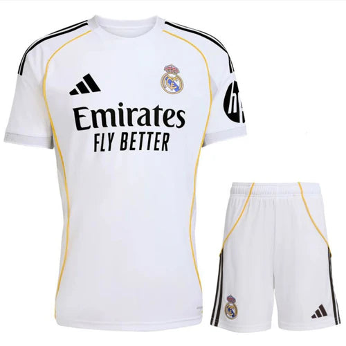 Conjunto Infantil Real Madrid home branco 2025/2026