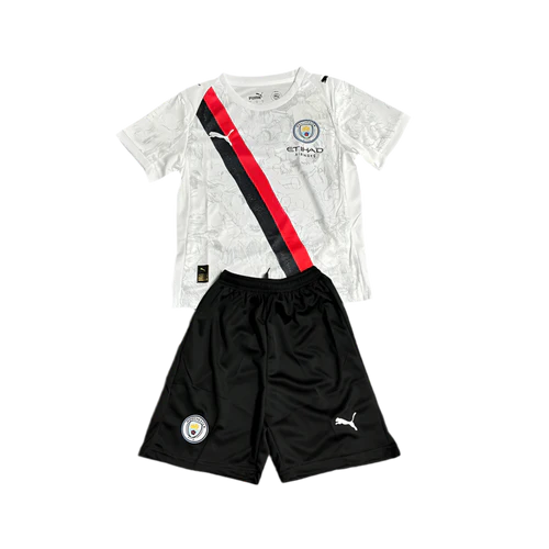 Conjunto Infantil Manchester City away 2025/2026 branco