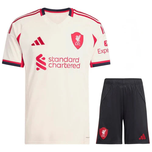 Conjunto Infantil Liverpool alternativo branco 2025/2026