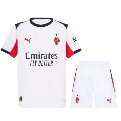 Conjunto Infantil Milan alternativo branco 2025/2026