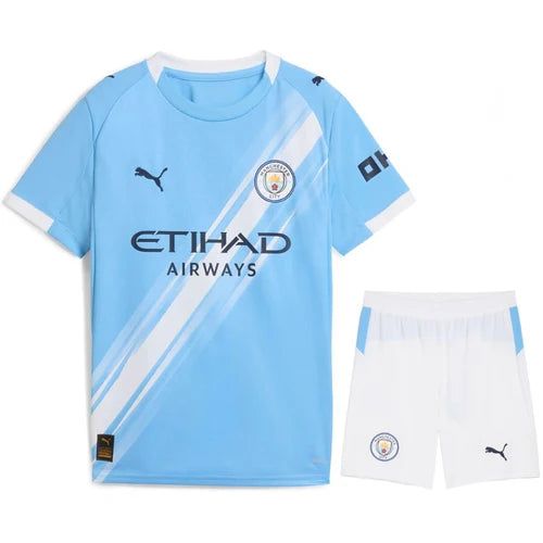 Conjunto Infantil Manchester City home 2025/2026 azul
