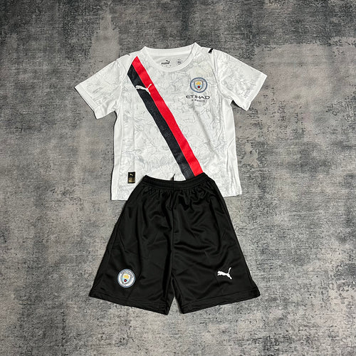 Conjunto Infantil Manchester City away 2025/2026 branco