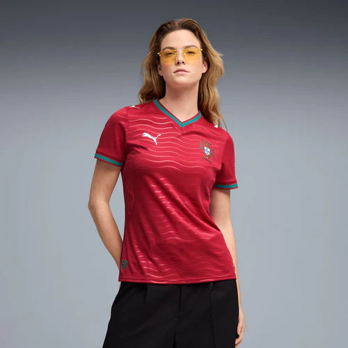 Camisola Feminina Seleção Portugal vermelha principal COPA DO MUNDO 2026
