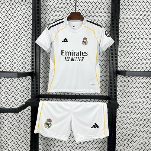 Conjunto Infantil Real Madrid home branco 2025/2026
