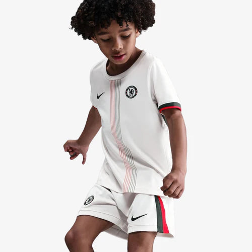 Conjunto Infantil Chelsea away branco 2025/2026
