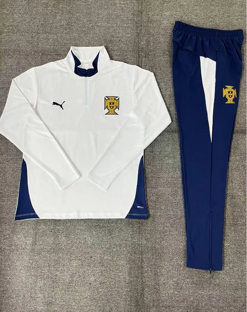 Fato de Treino portugal 202526 Meio fecho branco e azul