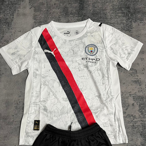 Conjunto Infantil Manchester City away 2025/2026 branco