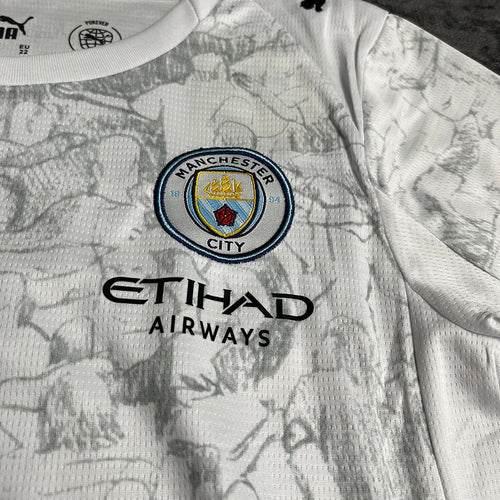 Conjunto Infantil Manchester City away 2025/2026 branco